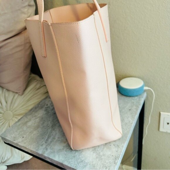 Monique Lhullier Vegan Leather Tote Bag Pink Handbag 14x18 in - Picture 6 of 14